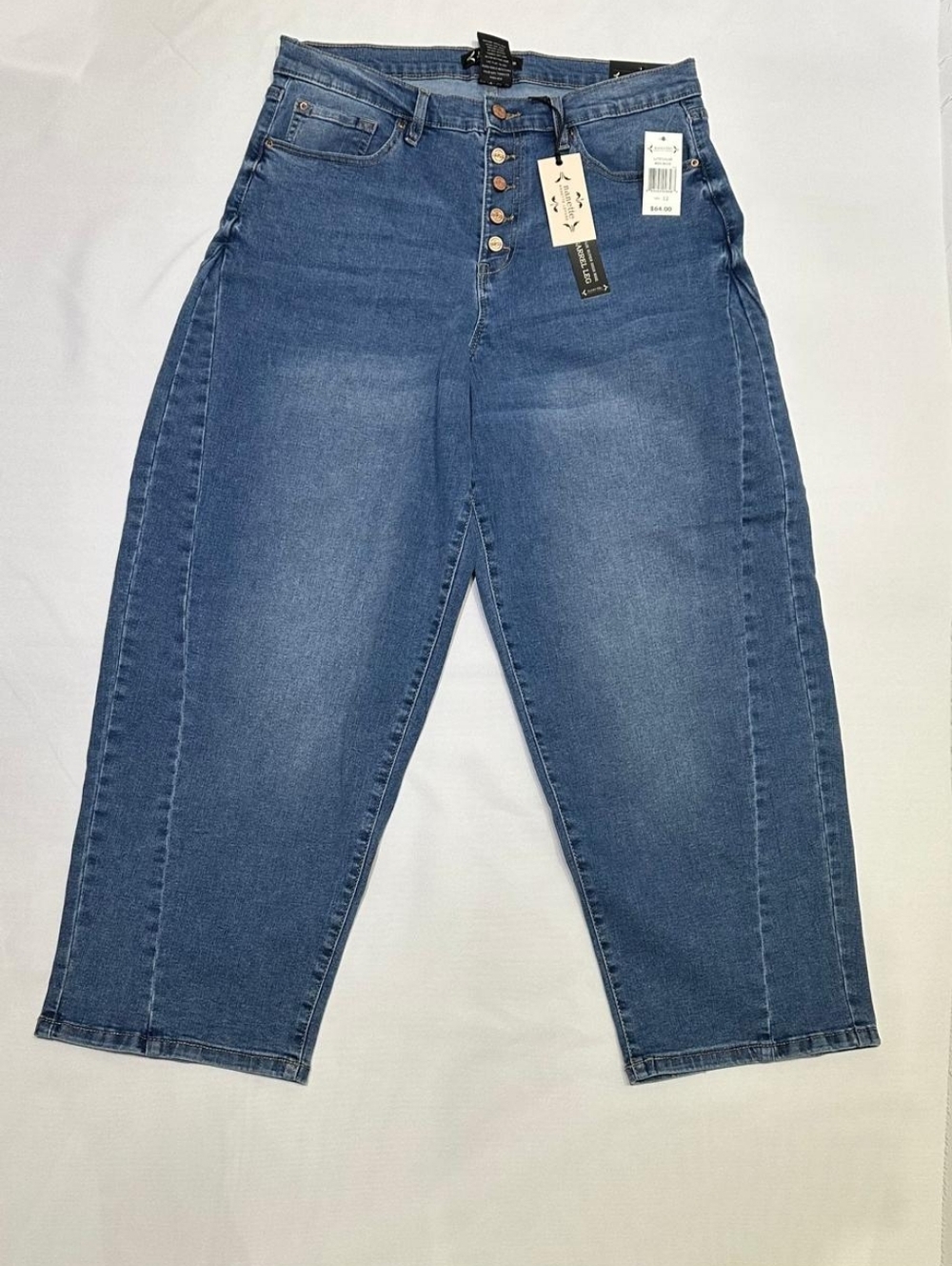 Nanette Lepore Barrel Jeans Super High Rise/  Medium Blue Straight-Leg Jeans